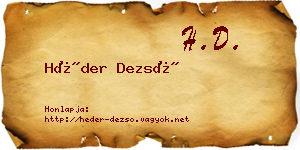 Héder Dezső névjegykártya